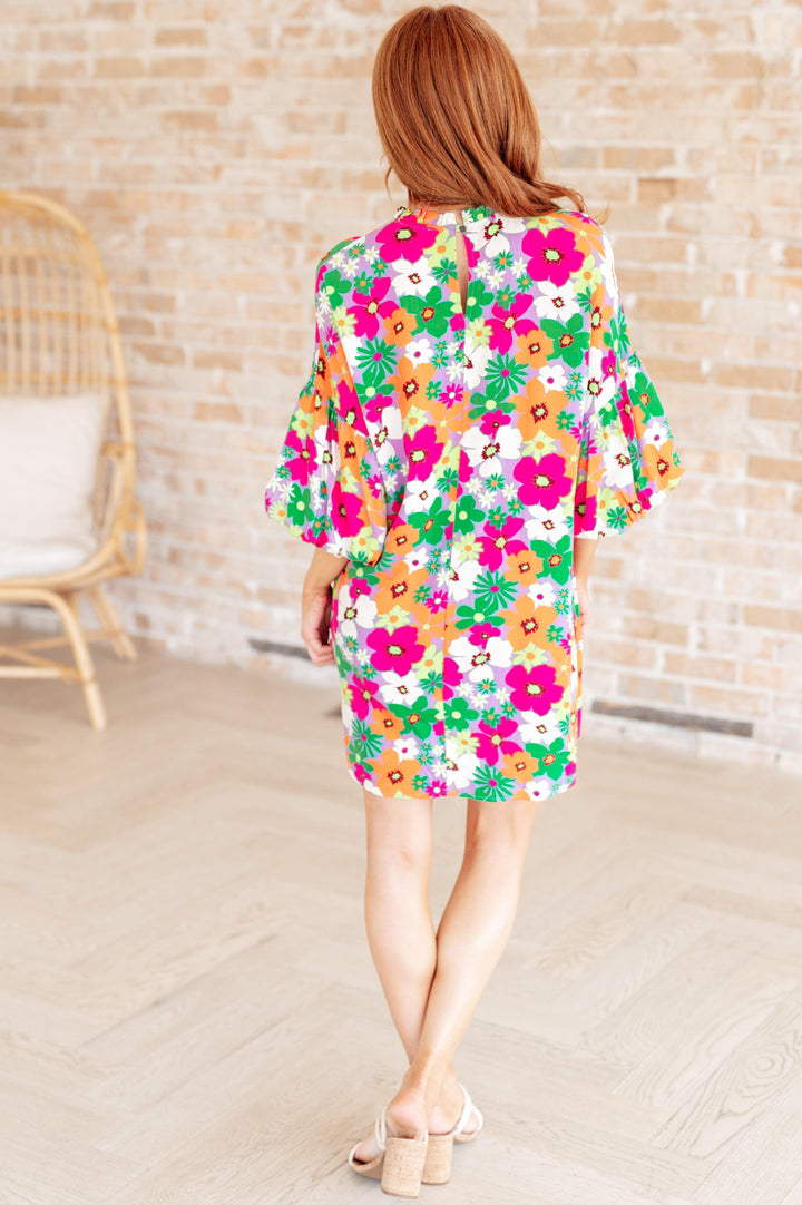 GeeGee Bubble Sleeve Floral Dress Midi Dresses