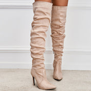 Pointed Toe Suede High Zipper Stiletto Heel Boots | Boots Daverri Fashions