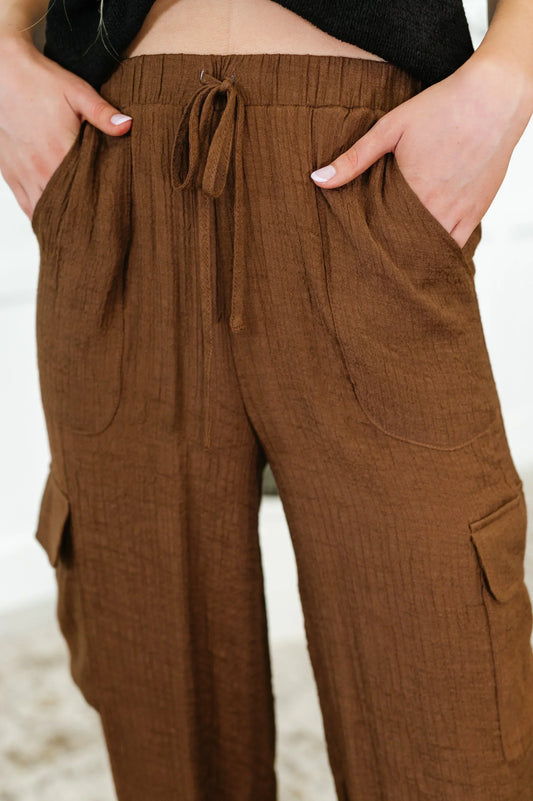 Brown Straight Leg Cargo Pants - DAVERRI FASHIONS