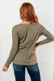 On a Roll Ribbed Knit V Neck Long Sleeve Top Tops