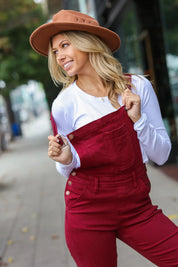 Scarlet High Waist Denim Double Cuff Overalls | Daverri Fashions