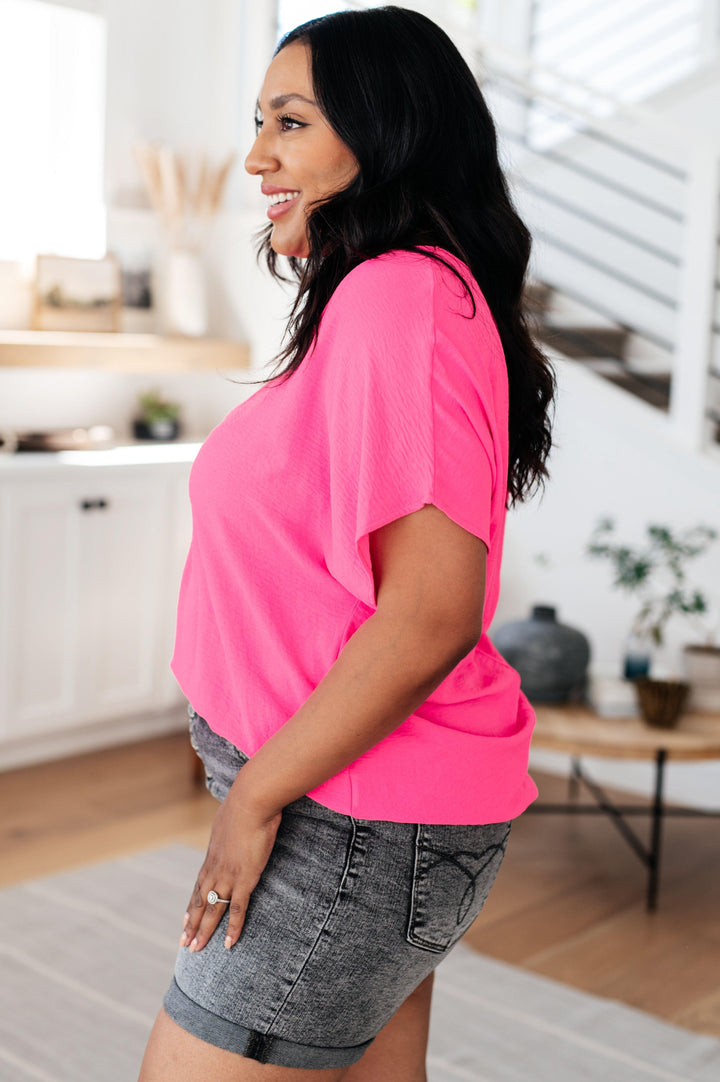 Passionately Pink V Neck Blouse Shirts & Tops