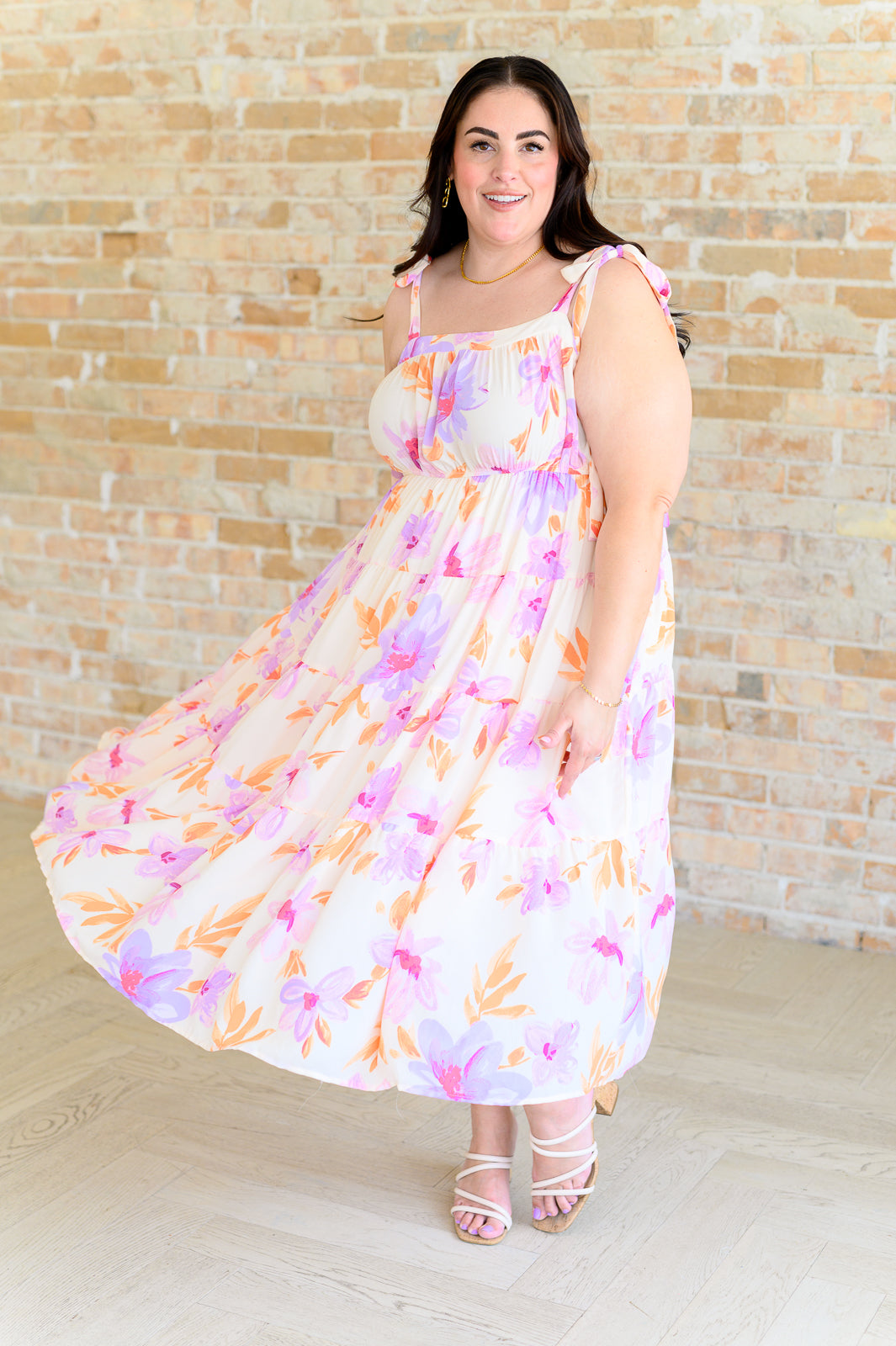 Pastel Petals Floral Midi Dress Midi Dresses