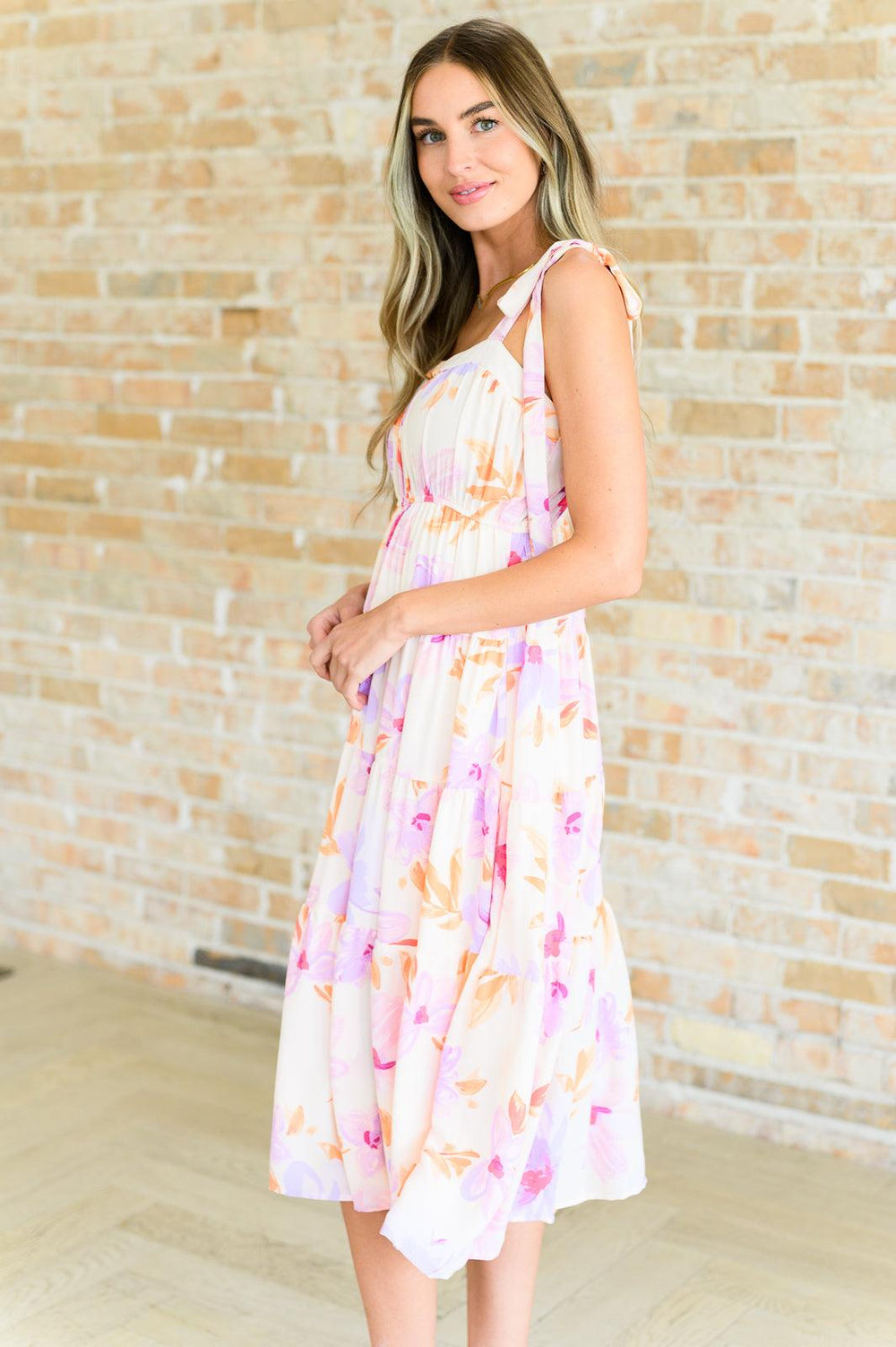 Pastel Petals Floral Midi Dress Midi Dresses