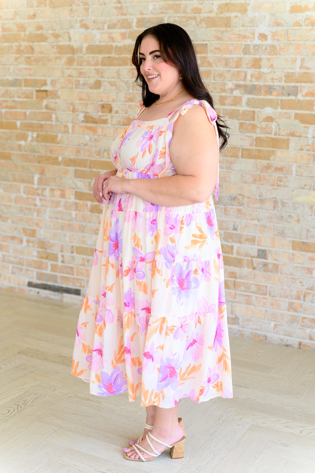 Pastel Petals Floral Midi Dress Midi Dresses