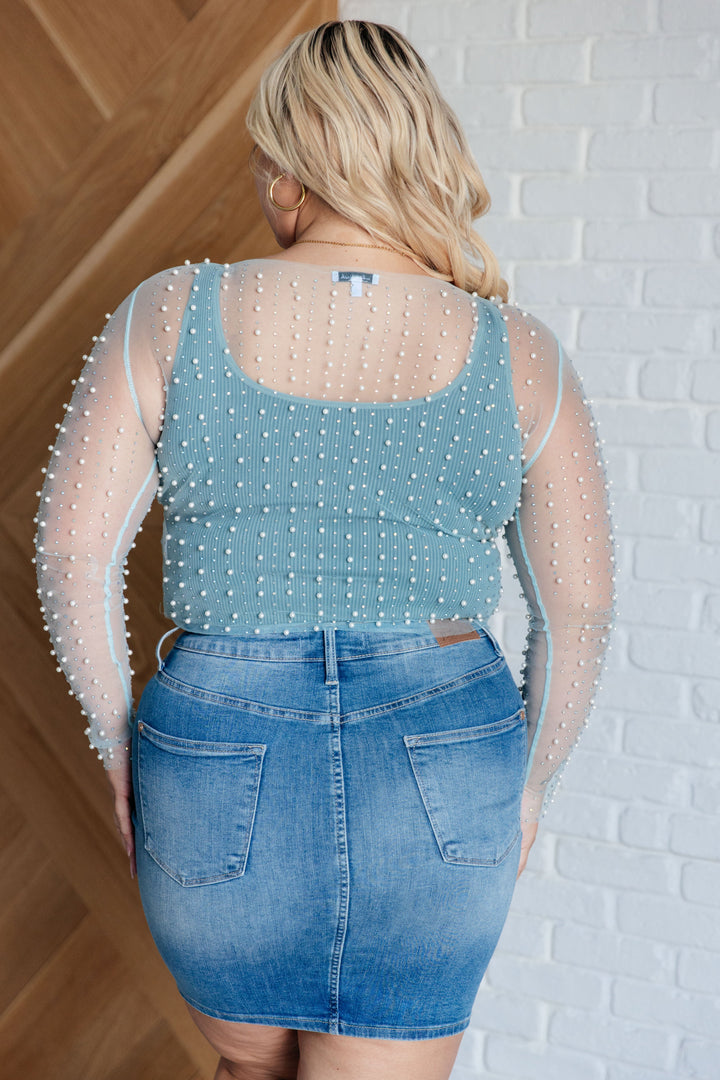 Pearl Diver Layering Top in Light Cyan Tops