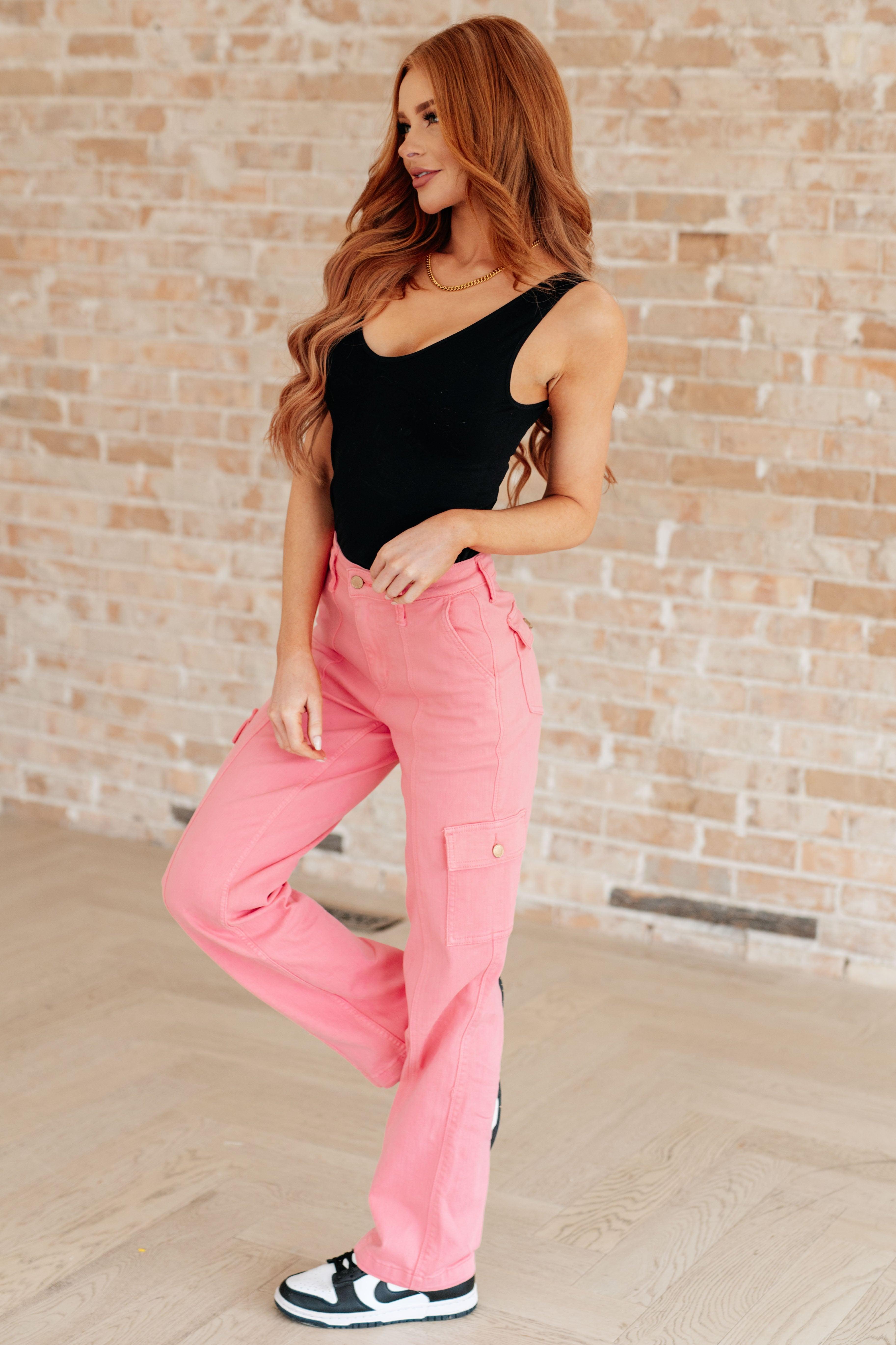 Judy Blue Pink High Rise Cargo Jeans Jeans