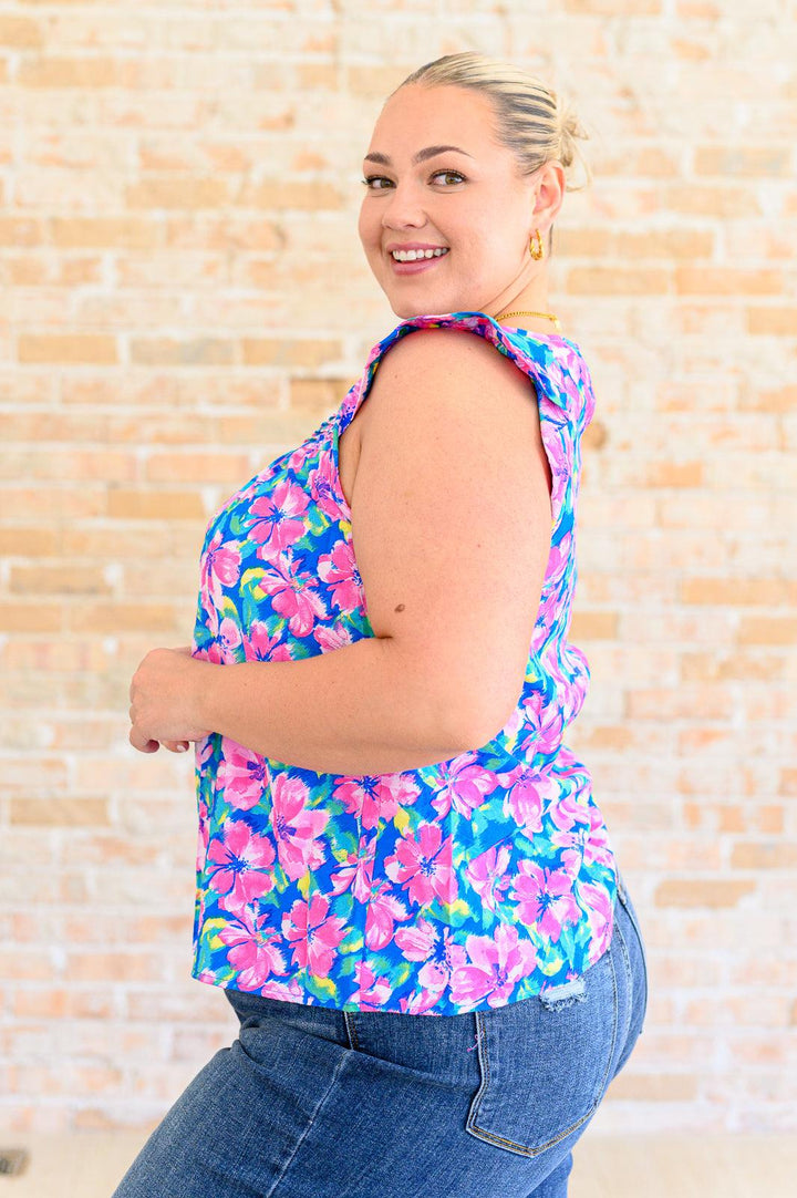 Petals on the Moon Flutter Sleeve Blouse in Royal Pink Tops