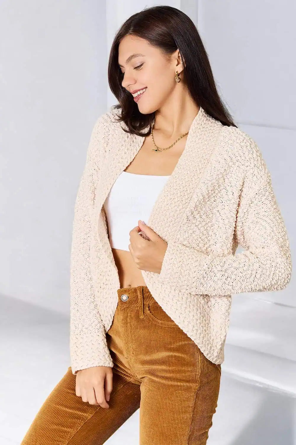 Open Front Long Sleeve Cardigan Cardigans