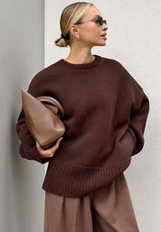 Ribbed Hem Round Neck Sweater | Sweaters Daverri Fashions