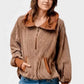 Drawstring Half Zip Long Sleeve Hoodie - DAVERRI FASHIONS
