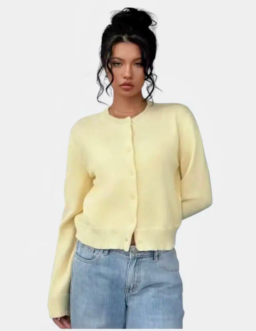 Lightweight Long Sleeve Open Knit Button-Up Cardigan | Cardigans Daverri Fashions