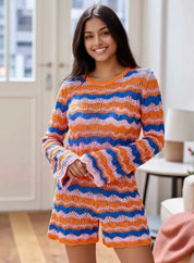 Striped Sweater and Knit Shorts Set | Loungewear Sets Daverri Fashions