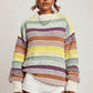 Rainbow Striped Drop Shoulder Oversized Sweater - DAVERRI FASHIONS