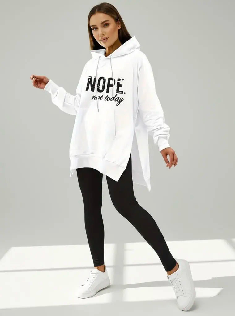 Leggings & Nope Not Today Oversized Split Hem Hoodie Loungewear Set | Loungewear Sets Daverri Fashions