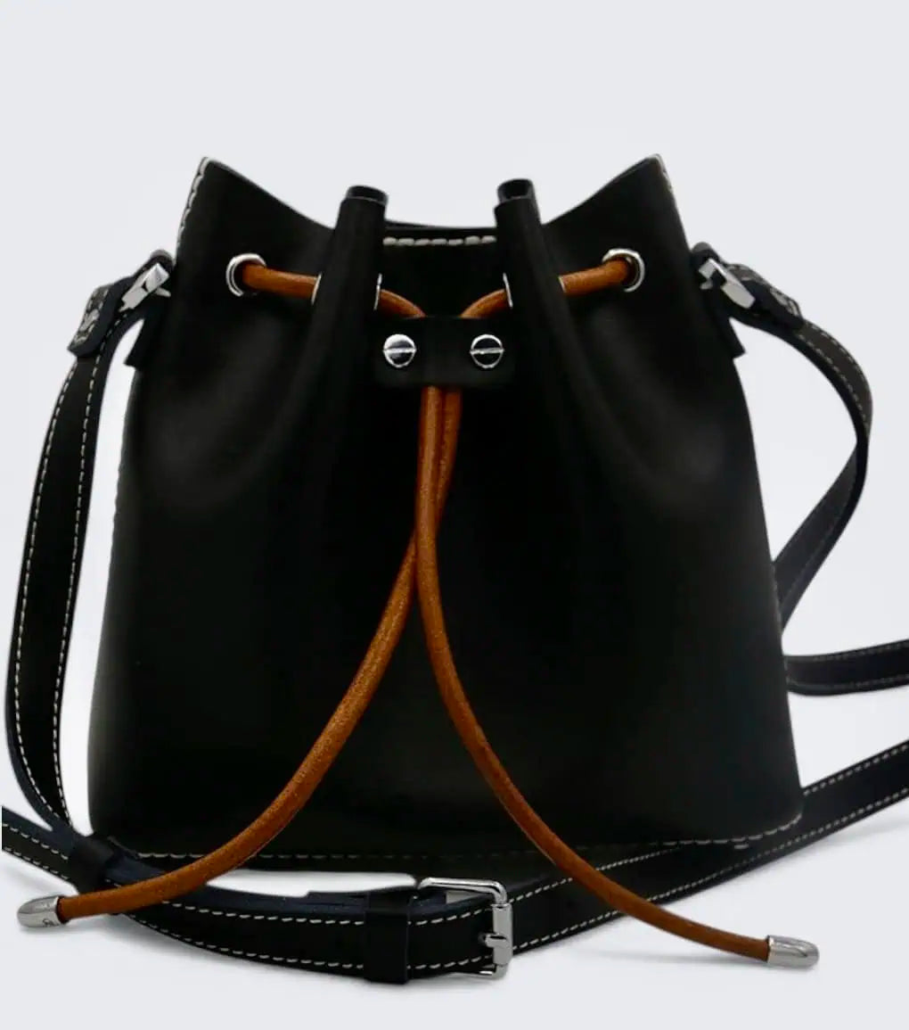 Camille Leather Hand-stitched Bucket Bag | Handbags Daverri Fashions