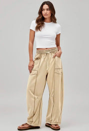 Drawstring Wide Leg Elastic Waist Pants | Pants Daverri Fashions