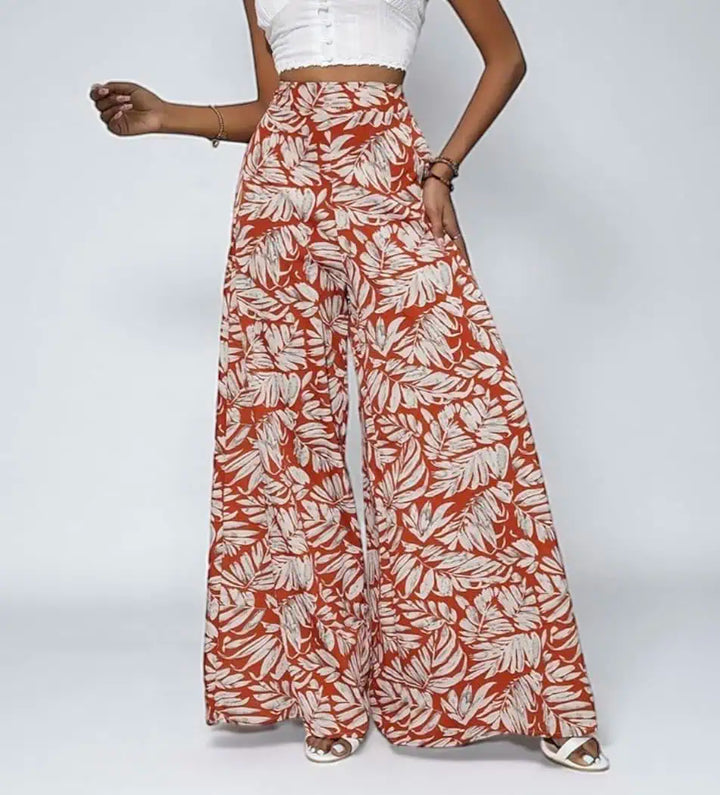 High Waisted Abstract Print Boho Palazzo Pants | Pants Daverri Fashions