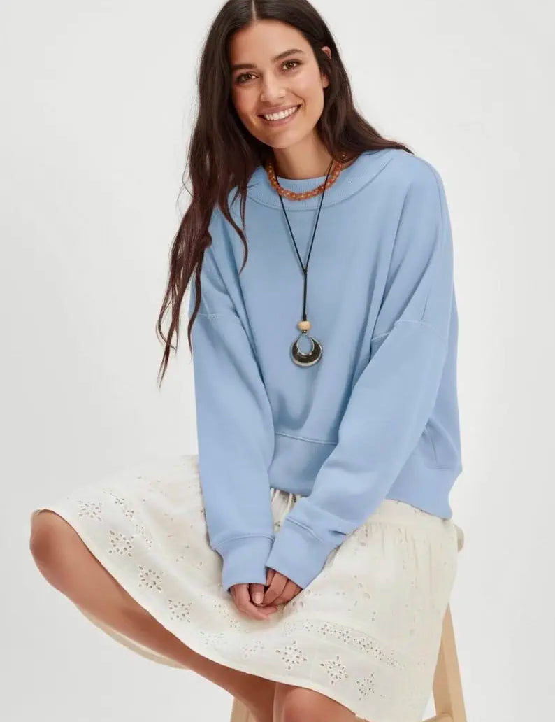 Exposed Seam Dropped Shoulder Sweatshirt | Sweatshirts Daverri Fashions