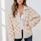 Checker Sherpa Corduroy Patchwork Zip Up Jacket - DAVERRI FASHIONS