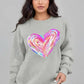Valentine’s Day Heart Round Neck Drop Shoulder Sweatshirt - DAVERRI FASHIONS