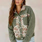 Floral Snap Down Corduroy Jacket - DAVERRI FASHIONS