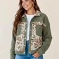 Floral Snap Down Corduroy Jacket - DAVERRI FASHIONS