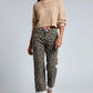 Leopard Straight Loose Leg Raw Hem Jeans - DAVERRI FASHIONS