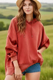 Drawstring Dropped Shoulder Long Sleeve Hoodie - DAVERRI FASHIONS