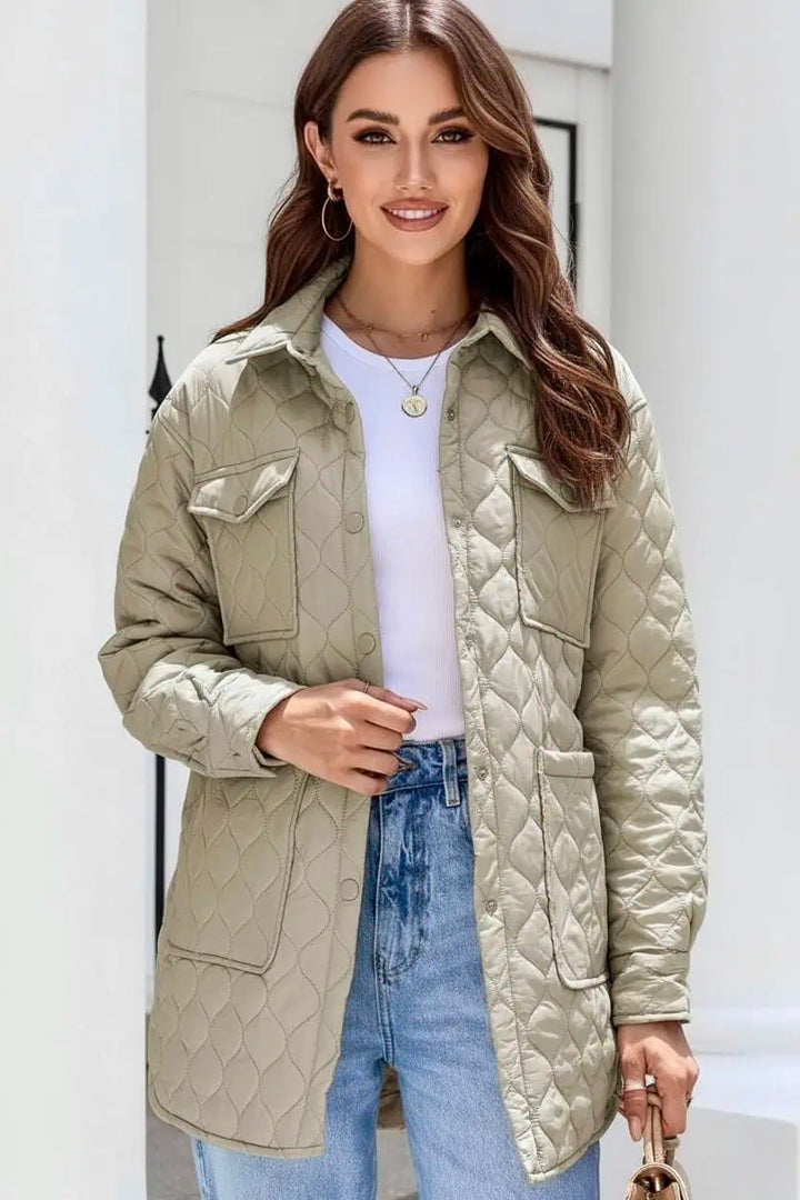 Snap Down Collared Winter Coat | Coats Daverri Fashions