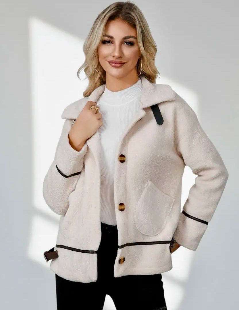 Pocketed Button Down Collared Neck Jacket | Jackets Daverri Fashions