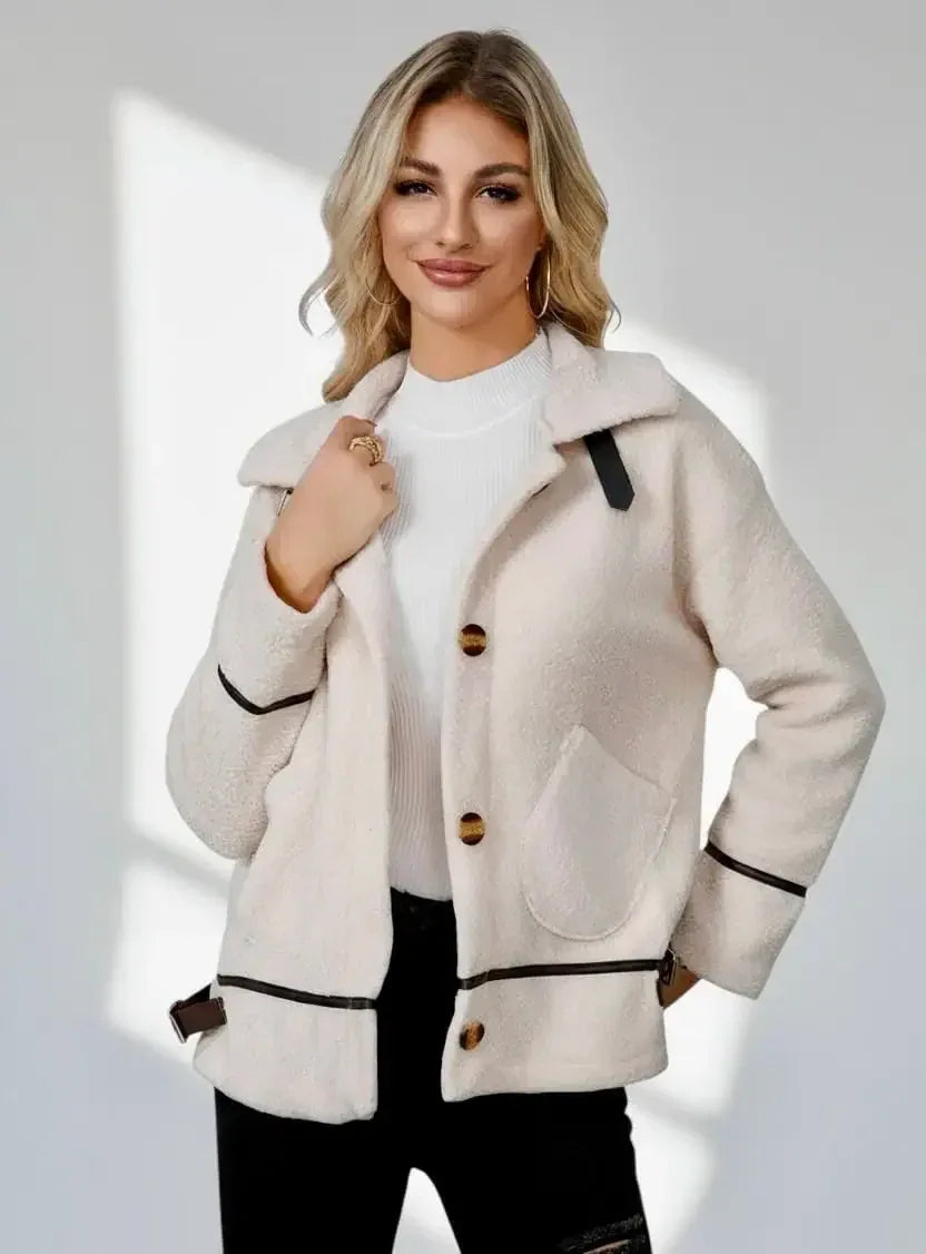 Pocketed Button Down Collared Neck Jacket - DAVERRI FASHIONS