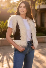 Tied Fringe Contrast Vest | Vest Jackets Daverri Fashions