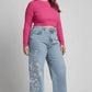 Women’s Plus Size Floral Embroidered Stretch Jeans - DAVERRI FASHIONS