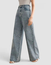 Women’s Plus Size Floral Embroidered Stretch Jeans | Jeans Daverri Fashions