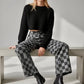 Checkered Wide Leg Jeans with Pockets - DAVERRI FASHIONS