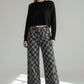 Checkered Wide Leg Jeans with Pockets - DAVERRI FASHIONS