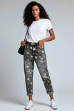 Star Print Distressed High Waist Boyfriend Jeans - DAVERRI FASHIONS