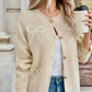 Bow Button Up Long Sleeve Cardigan - DAVERRI FASHIONS
