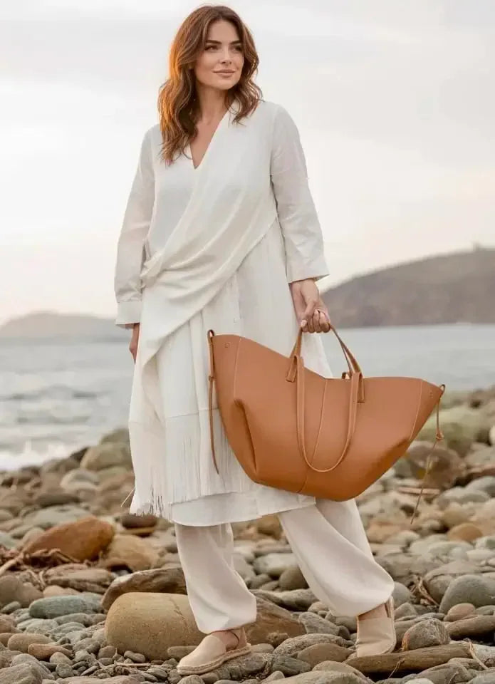 Vegan Leather Tote Bag - DAVERRI FASHIONS