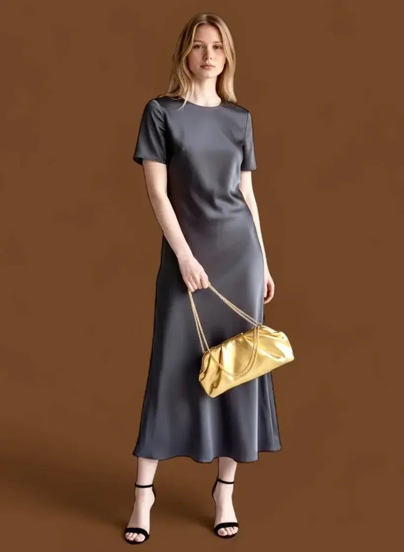 Ruched Shoulder Bag with Chain Strap - DAVERRI FASHIONS