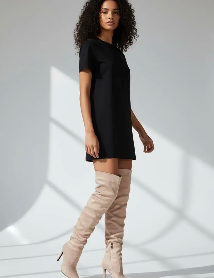 Pointed Toe Suede High Zipper Stiletto Heel Boots | Boots Daverri Fashions