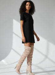 Pointed Toe Suede High Zipper Stiletto Heel Boots | Boots Daverri Fashions