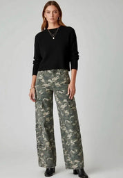 Camo Print Wide Leg Cargo Jeans | Jeans Daverri Fashions