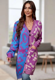 Angel Wings Leopard Button Down Longline Cardigan | Cardigans Daverri Fashions