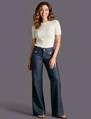 Full Size High-Waisted Wide-Leg Wash Jeans Plus Size | Jeans Daverri Fashions