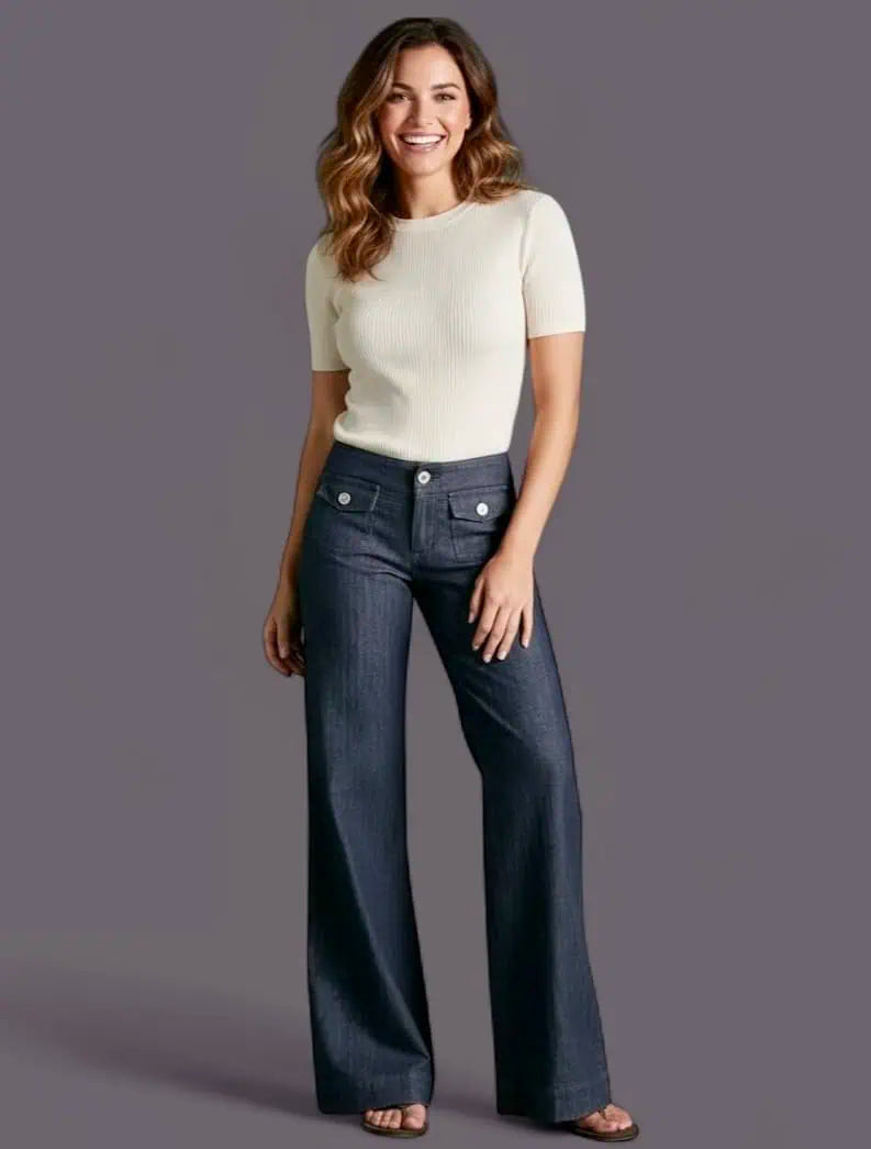 Full Size High-Waisted Wide-Leg Wash Jeans Plus Size | Jeans Daverri Fashions