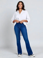 Full Size High-Waisted Flare Jeans Plus Size | Jeans Daverri Fashions