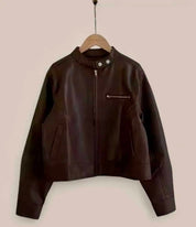 Cropped Zip Up Faux Leather Jacket | Jackets Daverri Fashions