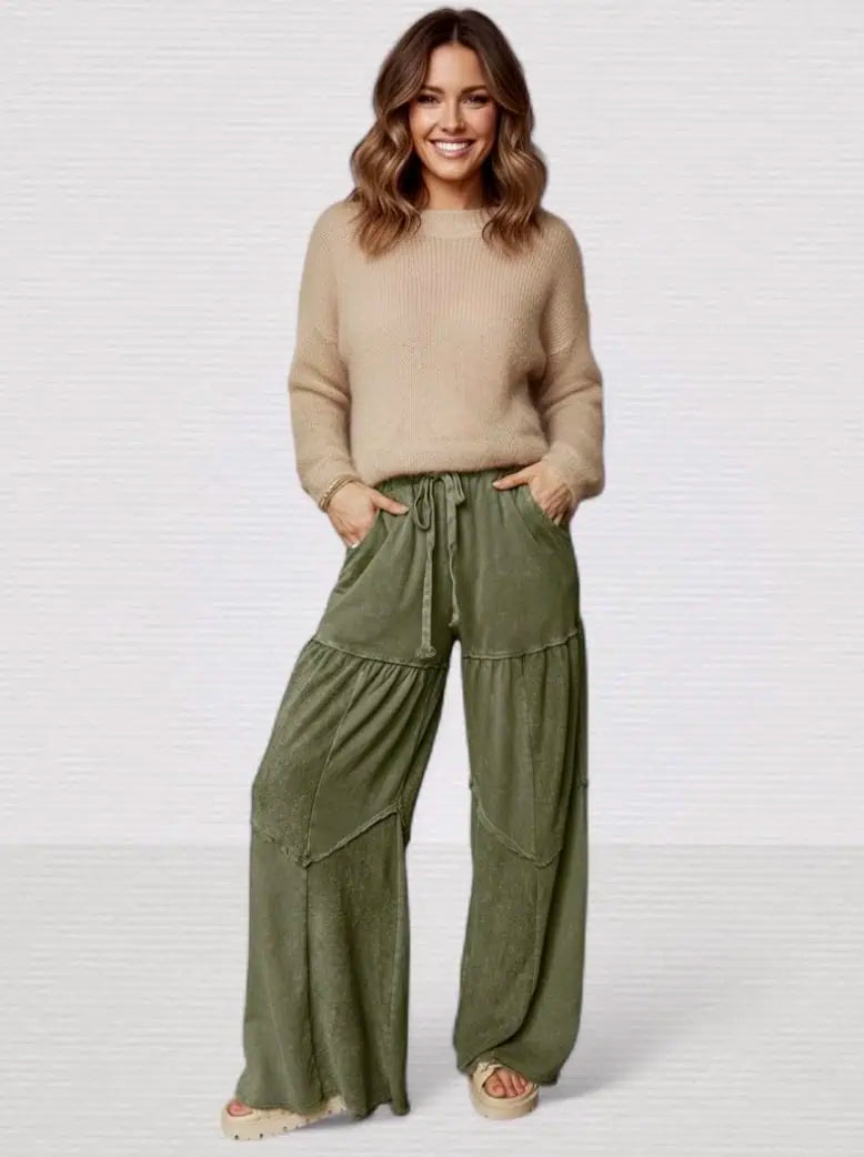 Tiered Wide Leg Pants | Pants Daverri Fashions